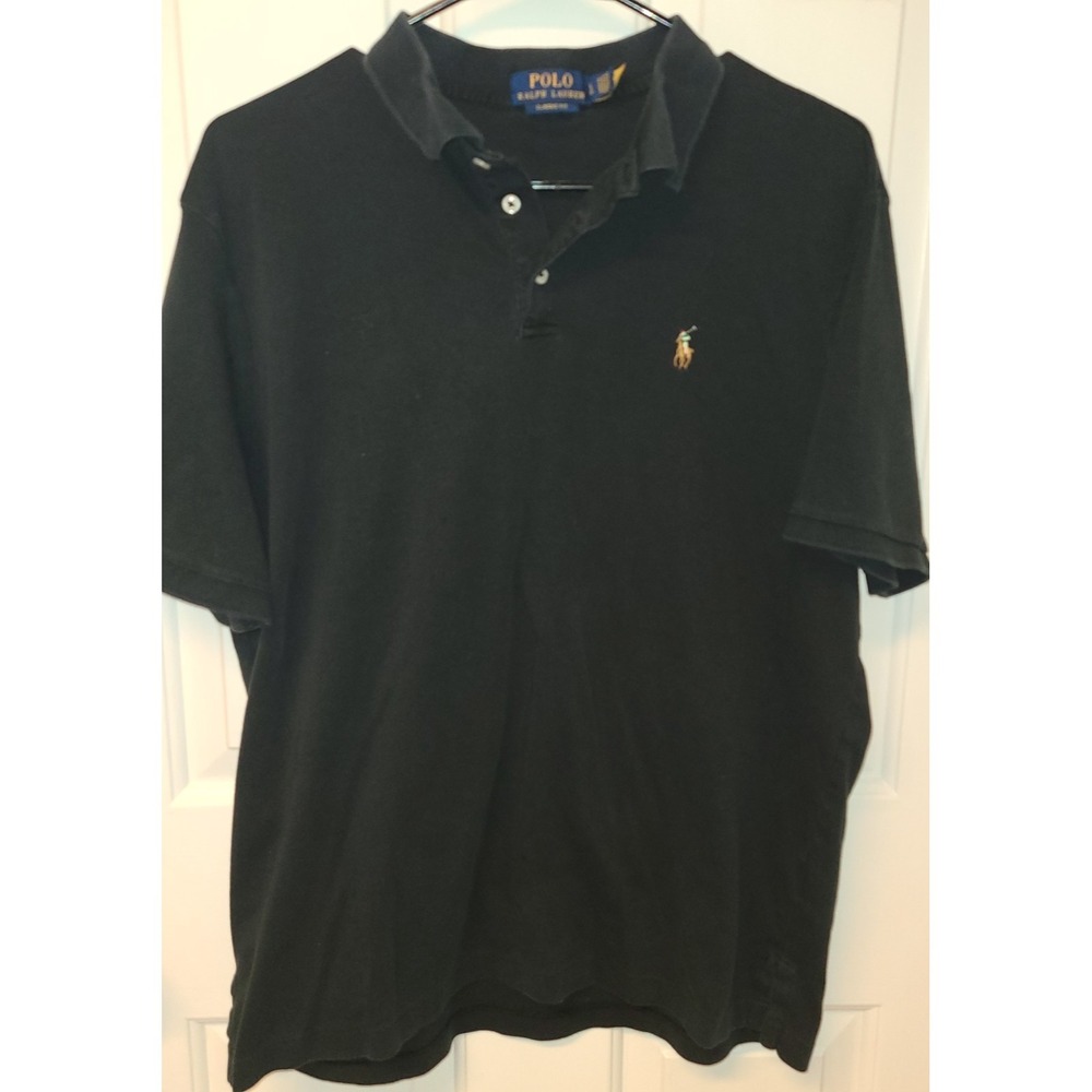 Polo Ralph Lauren Classic Fit Shirt Large Men Black Multi Color Pony Classic